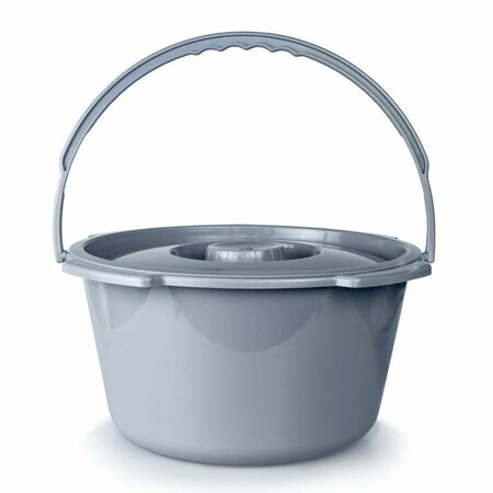 MCKESSON Commode Bucket With Metal Handle And Cover, 7-1/2 Quart, Gray, 12PK 146-11106